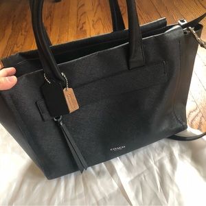 COACH black leather shoulder bag